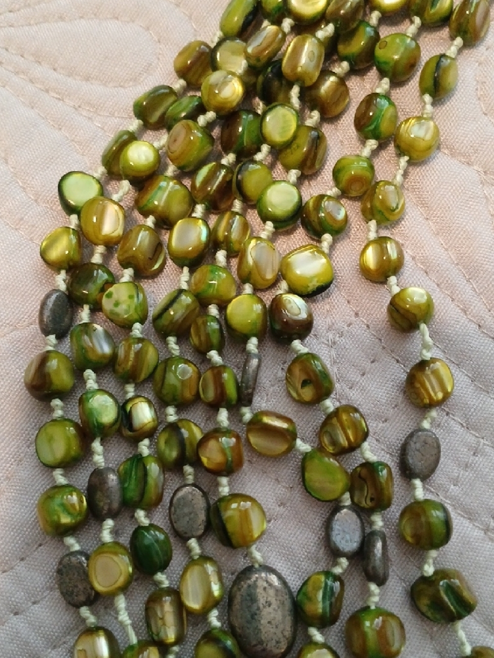 Silpada Retired Multi-Strand Olive and Moss Green Mother Of Pearl Bead Necklace - Picture 9 of 9